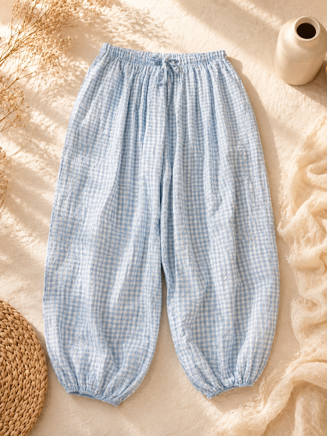Baby blue gingham pant