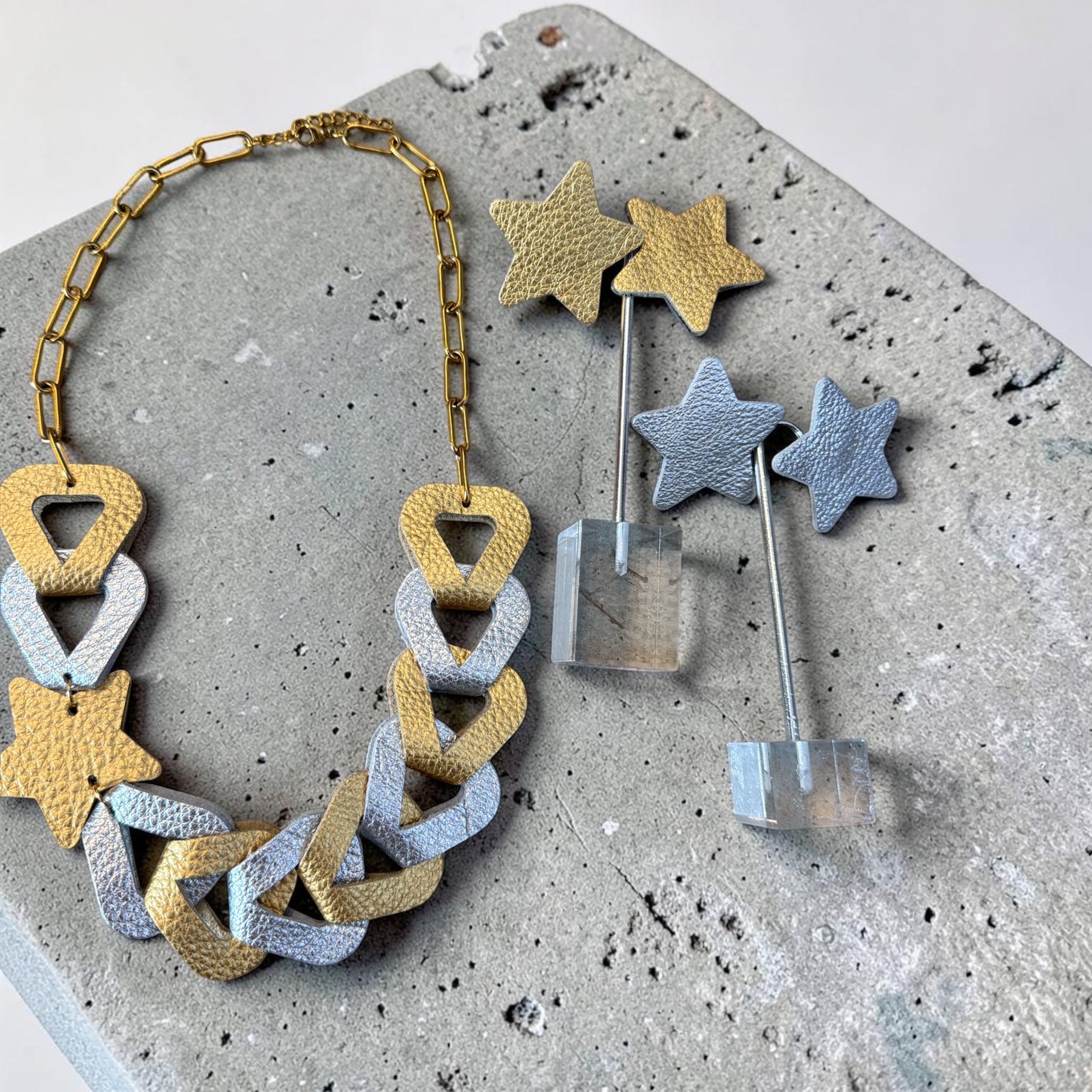 Two tone leather chain