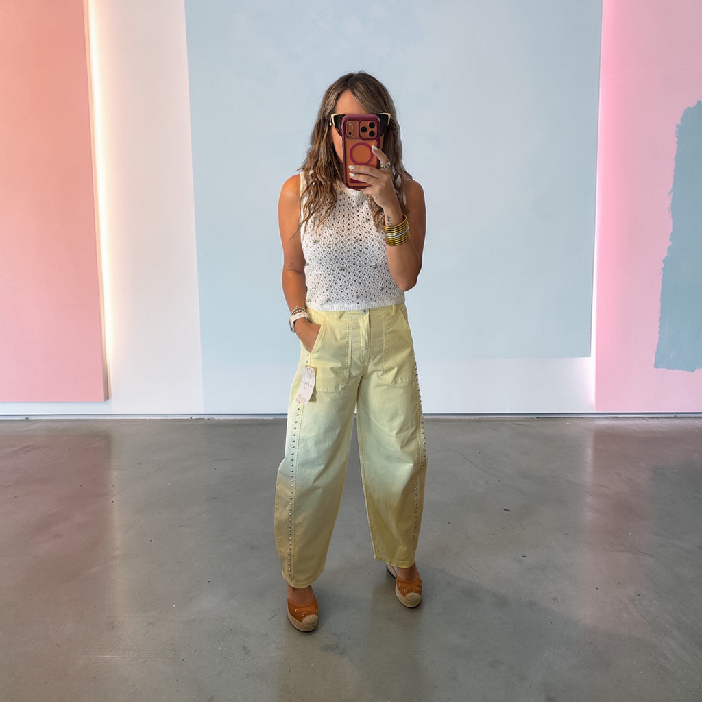 Italy studs barrel pants