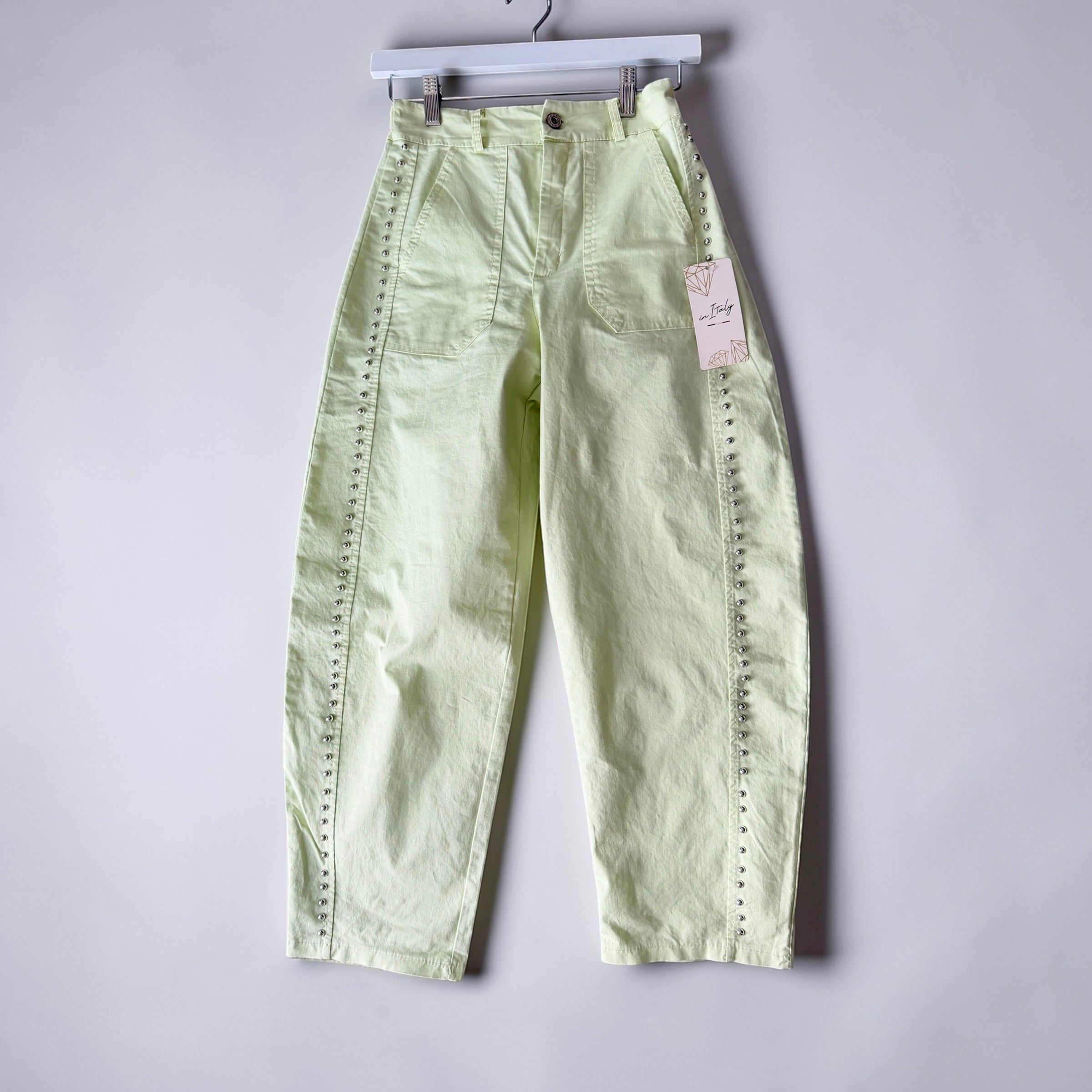 Italy studs barrel pants